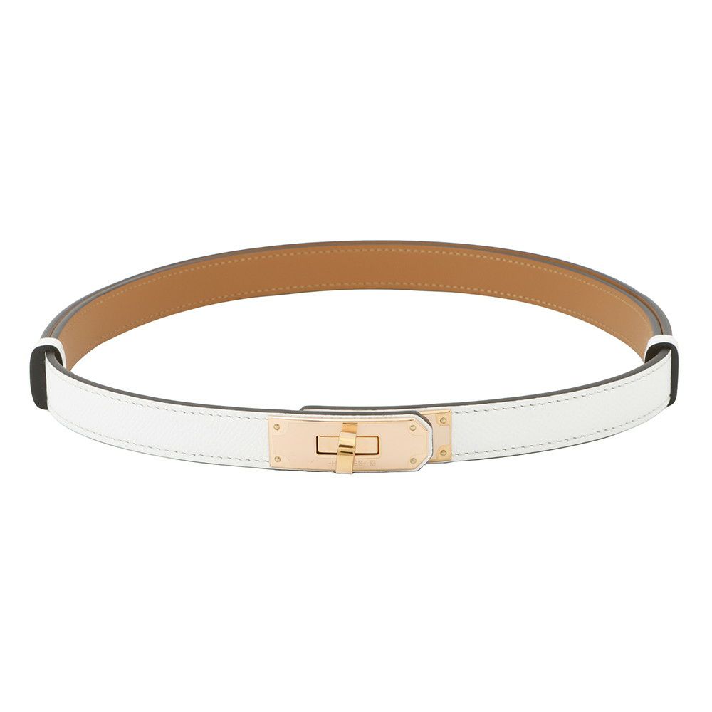エルメス ケリーベルト18 ニューホワイト/ピンクゴールド金具 エプソン W刻印 HERMES べルト 白