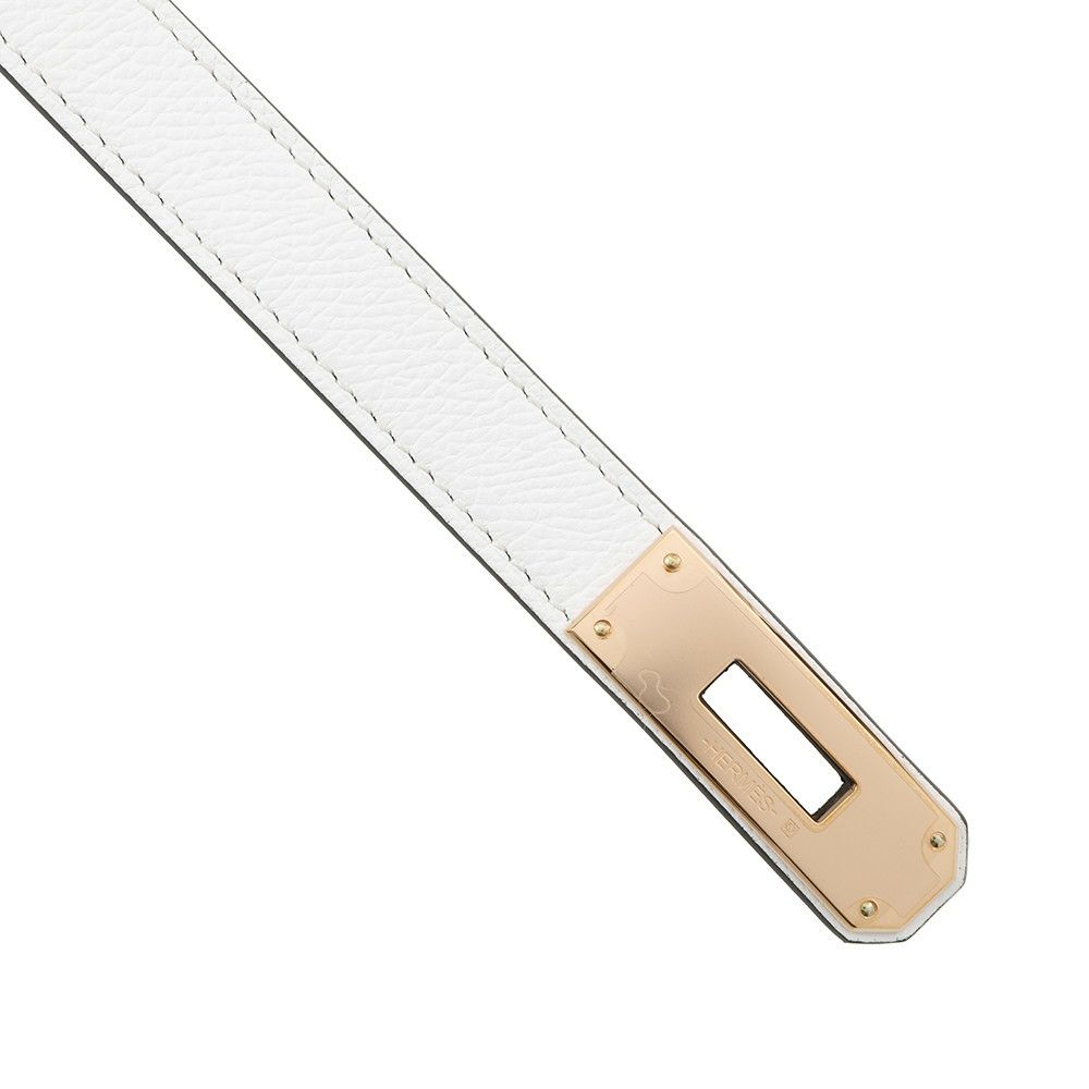 エルメス ケリーベルト18 ニューホワイト/ピンクゴールド金具 エプソン W刻印 HERMES べルト 白