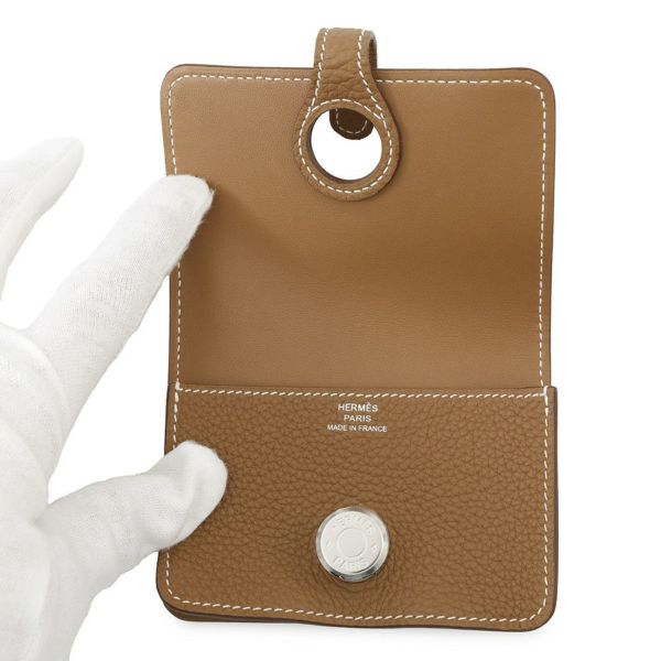 エルメス カードケース ドゴン ゴールド/シルバー金具 トゴ W刻印 HERMES 名刺入れ