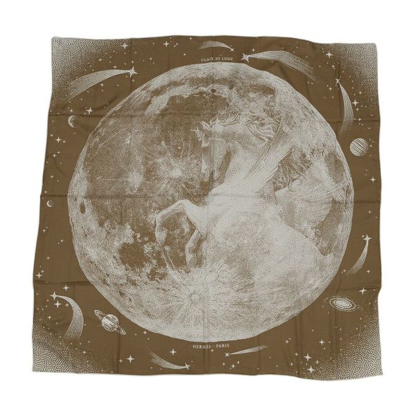 エルメス ストール カレ140 カレジェアン クレール・ドゥ・リュンヌ カシミヤ シルク 2023秋冬