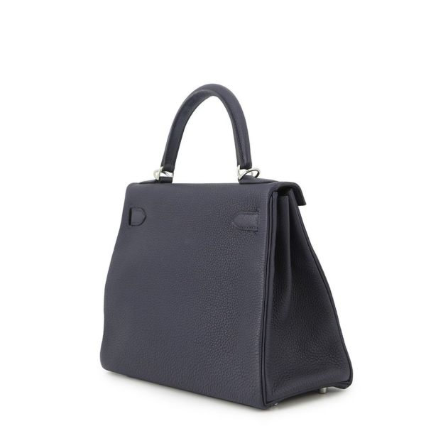 エルメス ハンドバッグ ケリー28 内縫い ブルーニュイ/シルバー金具 トゴ X刻印 2wayショルダー