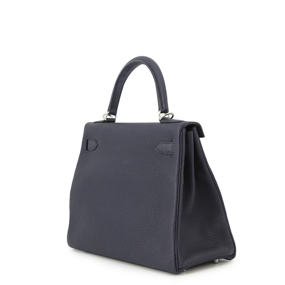 エルメス ハンドバッグ ケリー28 内縫い ブルーニュイ/シルバー金具 トゴ X刻印 2wayショルダー