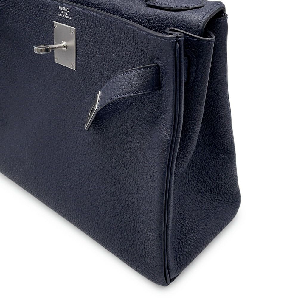 エルメス ハンドバッグ ケリー28 内縫い ブルーニュイ/シルバー金具 トゴ X刻印 2wayショルダー