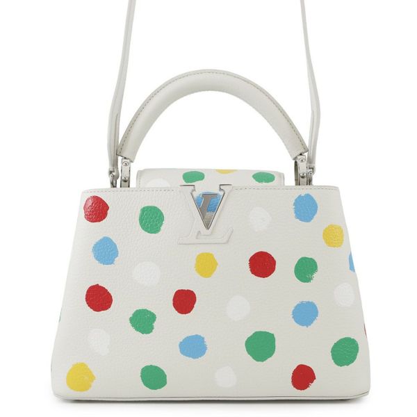 ルイヴィトン ハンドバッグ トリヨンレザー/ペインティッド ドット カプシーヌ LV×YK BB M21637 2way 草間弥生 コラボ 白