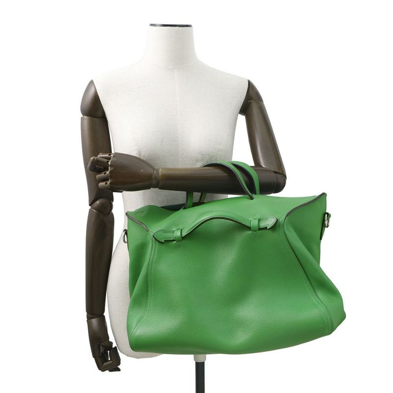 エルメス ハンドバッグ オクサー バンブー/シルバー金具 エバーグレイン □R刻印 HERMES 2wayショルダー