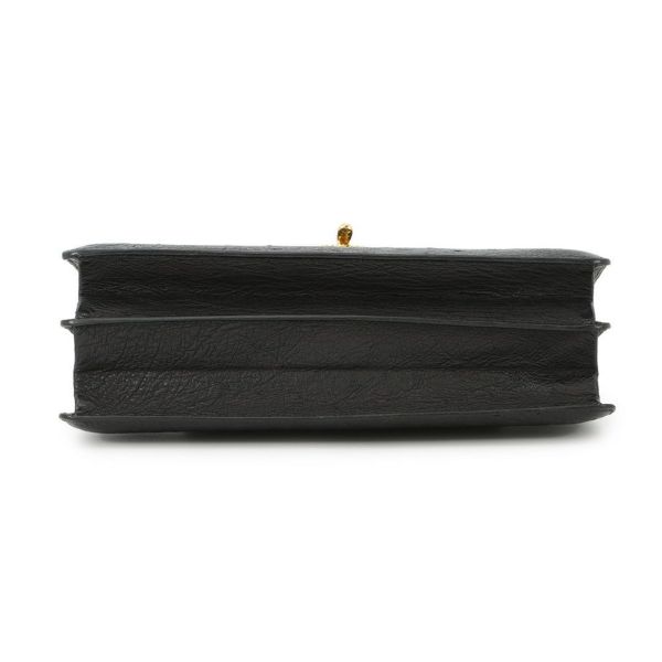 エルメス ハンドバッグ ブラック/ゴールド金具 オーストリッチ 〇D刻印 HERMES バッグ 黒