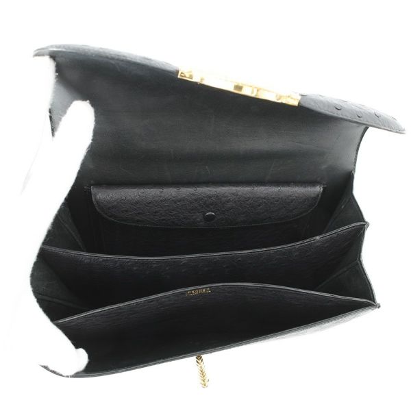 エルメス ハンドバッグ ブラック/ゴールド金具 オーストリッチ 〇D刻印 HERMES バッグ 黒