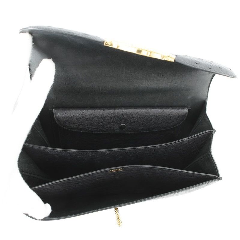 エルメス ハンドバッグ ブラック/ゴールド金具 オーストリッチ 〇D刻印 HERMES バッグ 黒