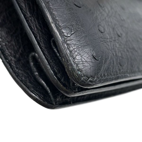 エルメス ハンドバッグ ブラック/ゴールド金具 オーストリッチ 〇D刻印 HERMES バッグ 黒