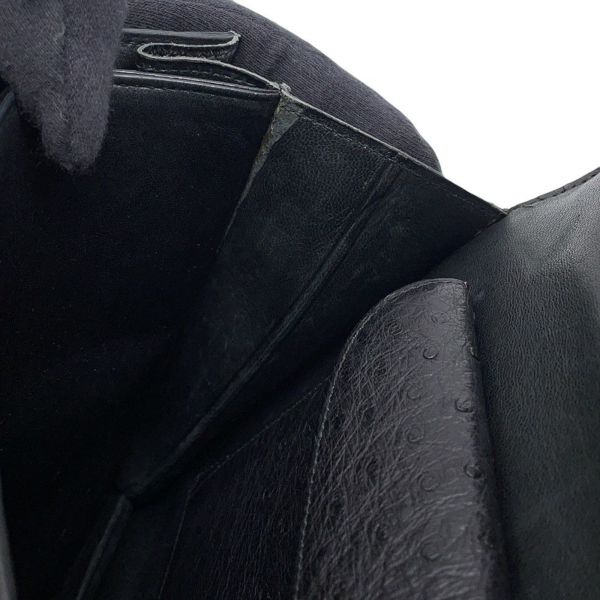 エルメス ハンドバッグ ブラック/ゴールド金具 オーストリッチ 〇D刻印 HERMES バッグ 黒