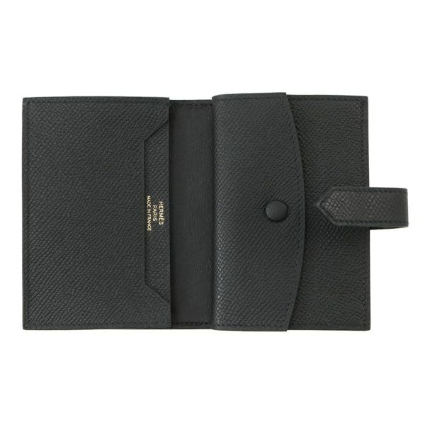 エルメス カードケース ベアン ミニ 小銭入れ付き ブラック/ゴールド金具 エプソン K刻印 HERMES 名刺入れ コインケース 黒