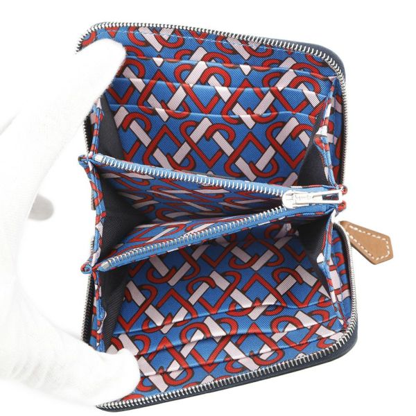 エルメス コインケース アザップコンパクト シルクイン ブルーニュイ/シルバー金具 エバーカラー K刻印