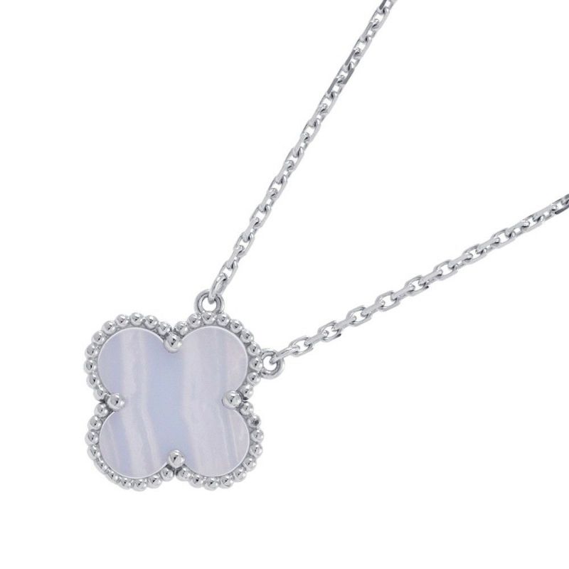 ヴァンクリーフ&アーペル ネックレス ヴィンテージ アルハンブラ ペンダント カルセドニー K18WGホワイトゴールド VCARD34900