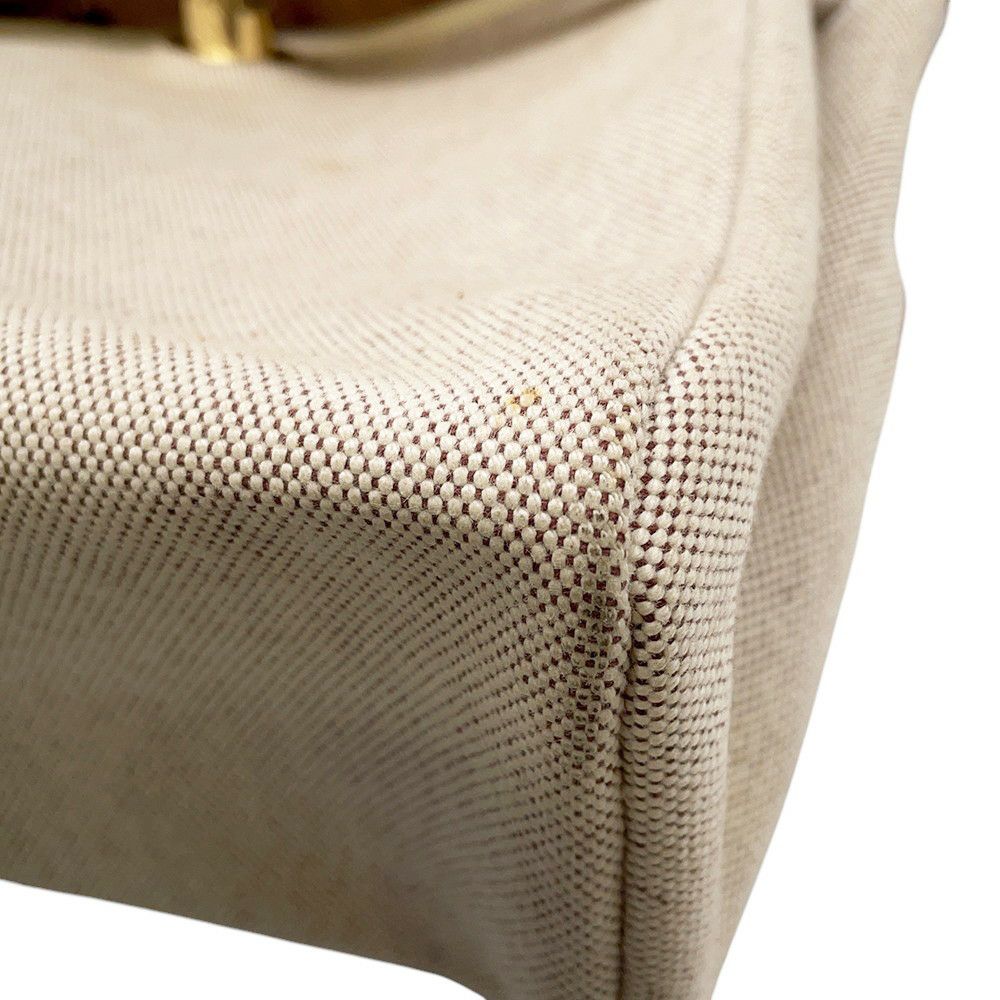 エルメス エールバッグジップPM ブラウン/ベージュ/ゴールド金具 トワルアッシュ/レザー □F刻印 2way