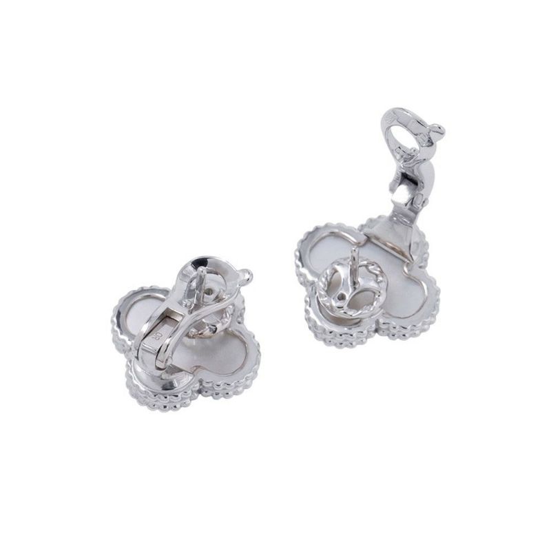 ヴァンクリーフ&アーペル ピアス ヴィンテージ アルハンブラ イヤリング マザーオブパール K18WGホワイトゴールド VCARF48600