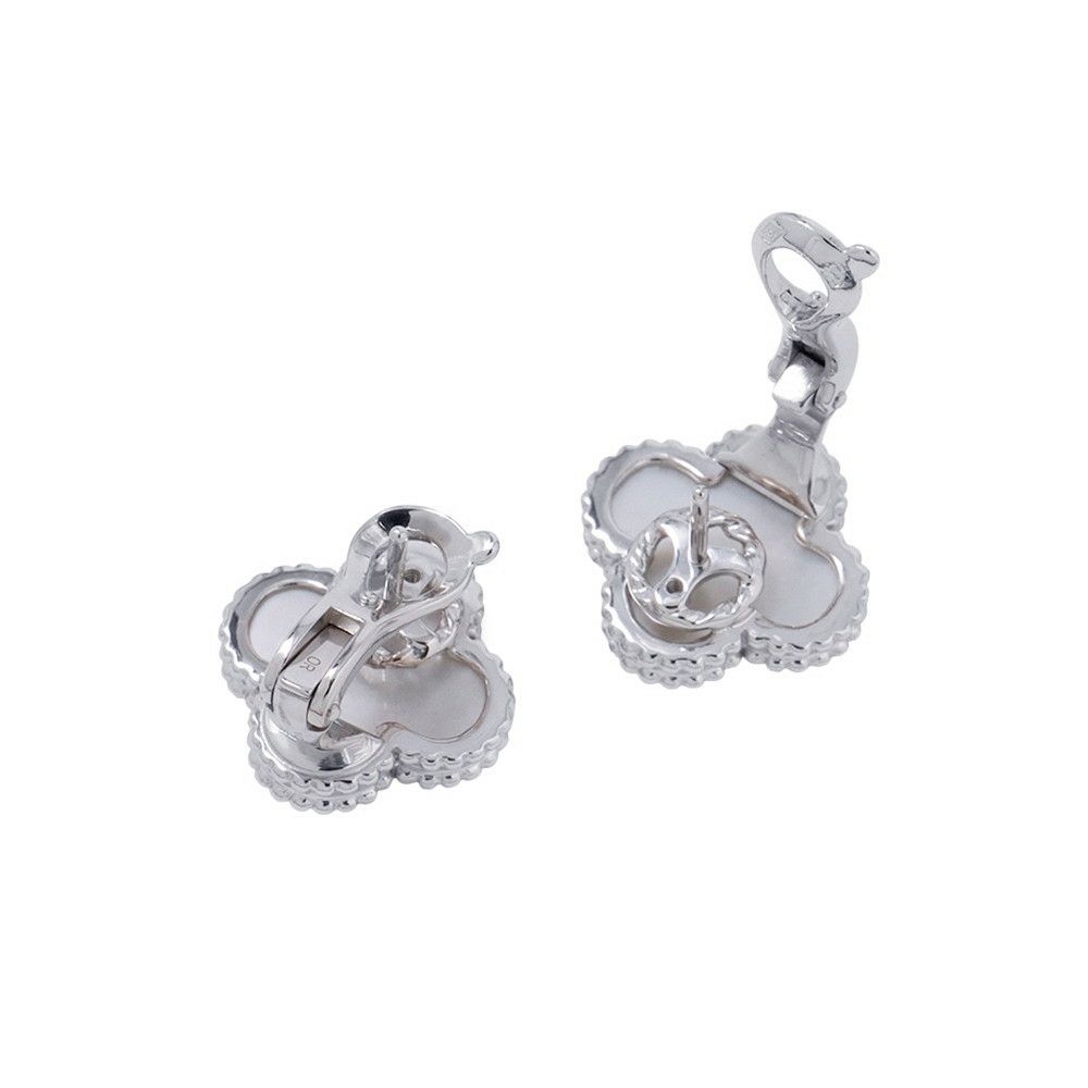 ヴァンクリーフ&アーペル ピアス ヴィンテージ アルハンブラ イヤリング マザーオブパール K18WGホワイトゴールド VCARF48600