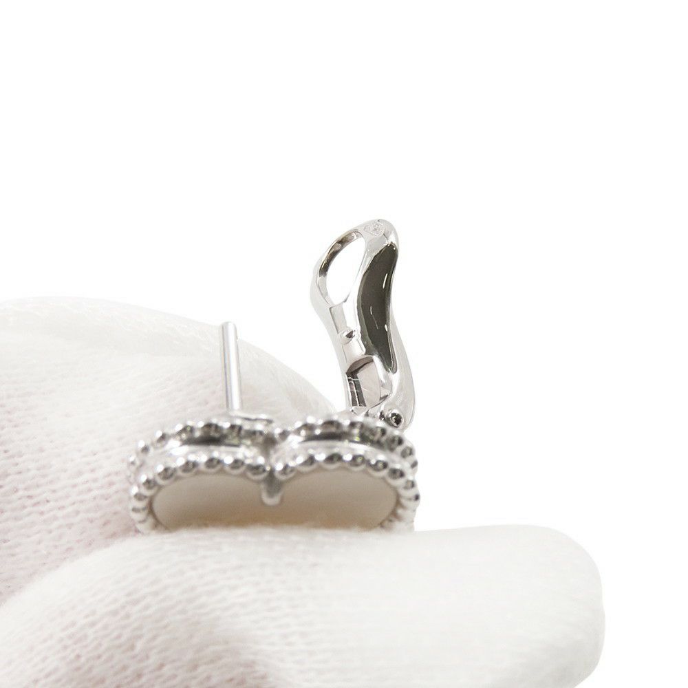 ヴァンクリーフ&アーペル ピアス ヴィンテージ アルハンブラ イヤリング マザーオブパール K18WGホワイトゴールド VCARF48600