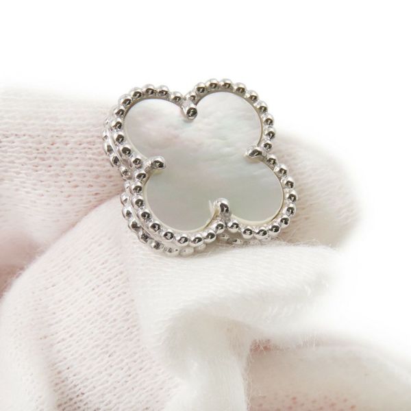 ヴァンクリーフ&アーペル ピアス ヴィンテージ アルハンブラ イヤリング マザーオブパール K18WGホワイトゴールド VCARF48600