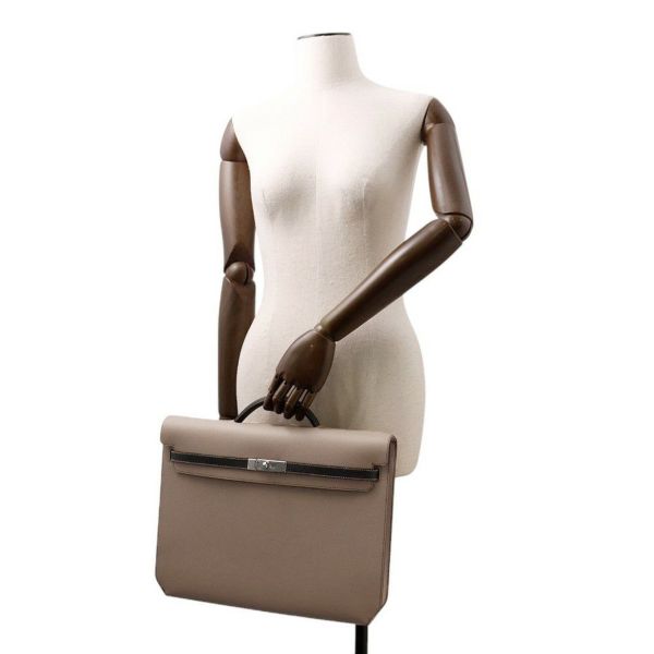 エルメス ビジネスバッグ ケリー デペッシュ36 グリアスファルト/ブラック/シルバー金具 エプソン W刻印 メンズ SPO