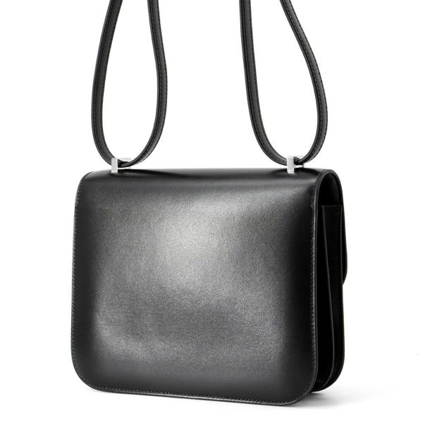 エルメス ミニ コンスタンス3 ミロワール クルーテ ブラック/シルバー金具 ボックスカーフ B刻印 黒