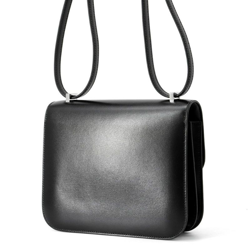 エルメス ミニ コンスタンス3 ミロワール クルーテ ブラック/シルバー金具 ボックスカーフ B刻印 黒