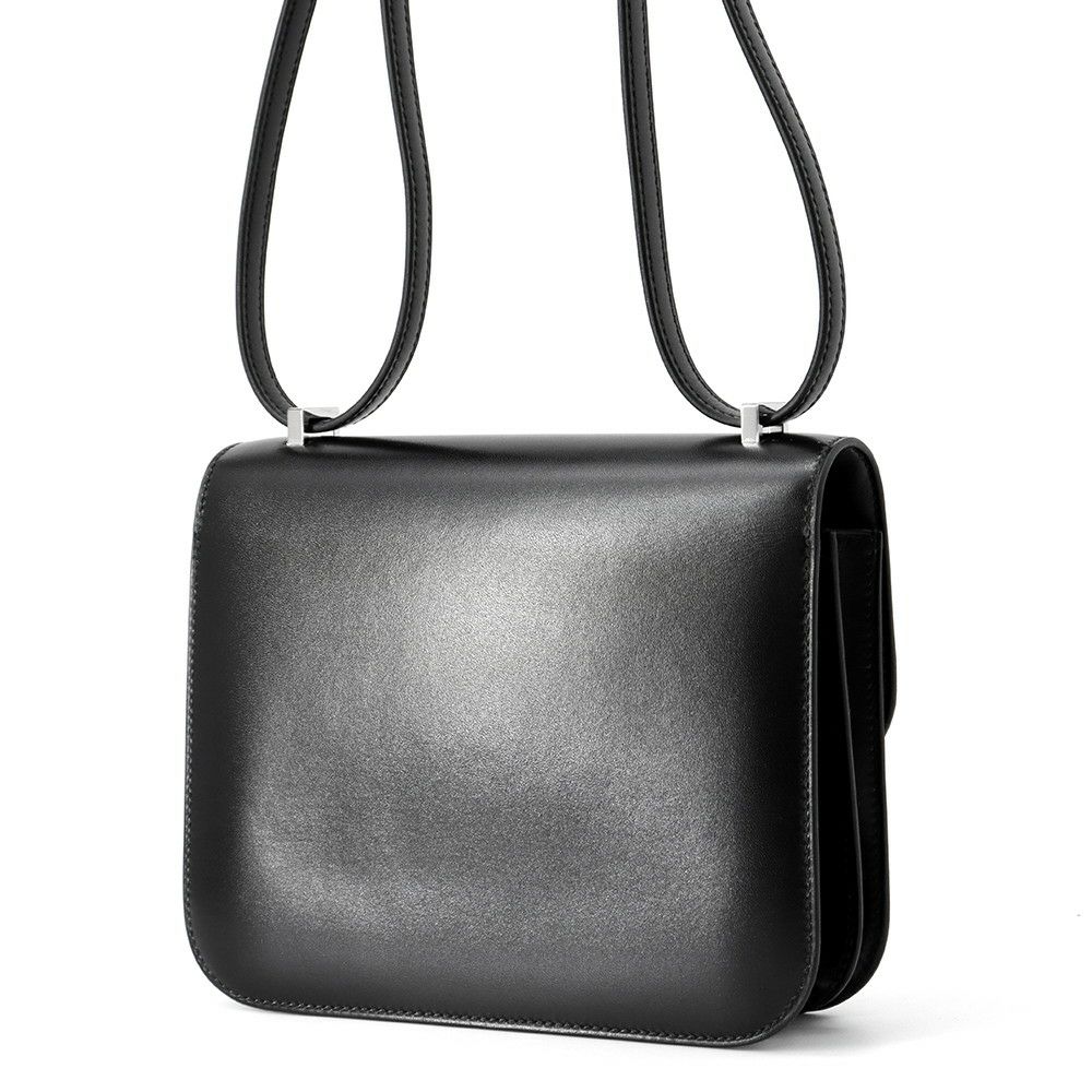 エルメス ミニ コンスタンス3 ミロワール クルーテ ブラック/シルバー金具 ボックスカーフ B刻印 黒