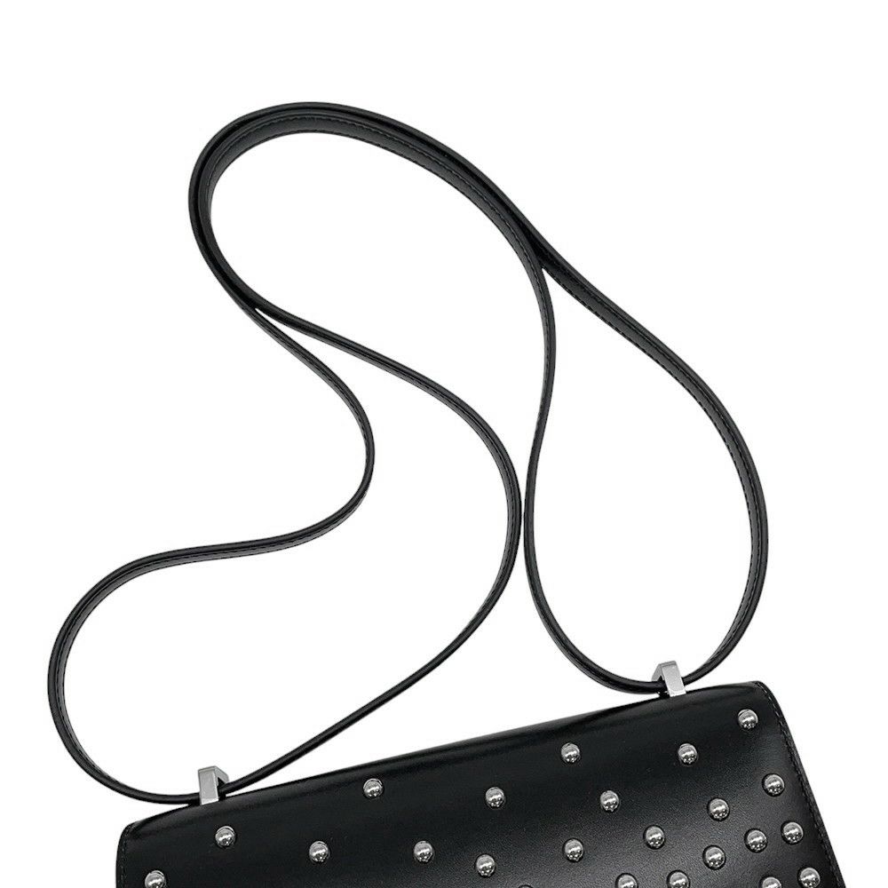 エルメス ミニ コンスタンス3 ミロワール クルーテ ブラック/シルバー金具 ボックスカーフ B刻印 黒