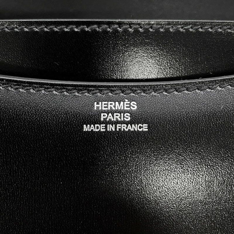 エルメス ミニ コンスタンス3 ミロワール クルーテ ブラック/シルバー金具 ボックスカーフ B刻印 黒