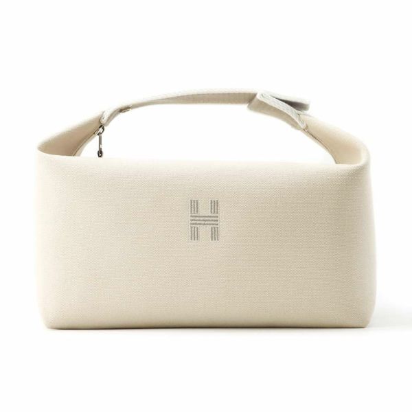 エルメス ポーチ ブリッド・ア・ブラックGM ベージュ/シルバー金具 キャンバス HERMES バッグ 小物入れ