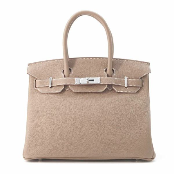 エルメス バーキン30 エトゥープ/シルバー金具 トゴ W刻印 HERMES Birkin ハンドバッグ