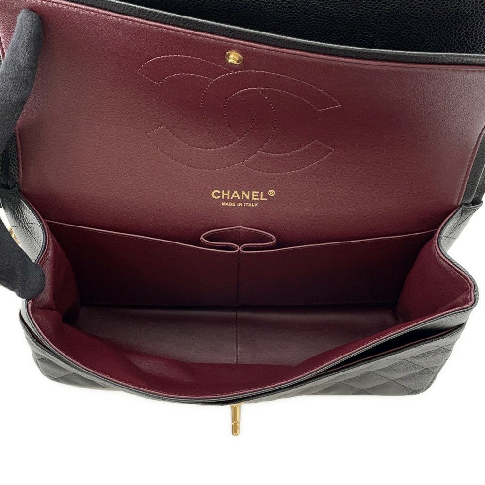 シャネル チェーンショルダーバッグ ココマーク マトラッセ30 キャビアスキン A58600 CHANEL 黒
