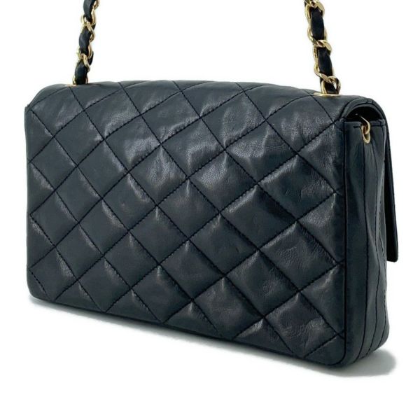 シャネル チェーンショルダーバッグ ココマーク マトラッセ シングルフラップ ラムスキン CHANEL 黒