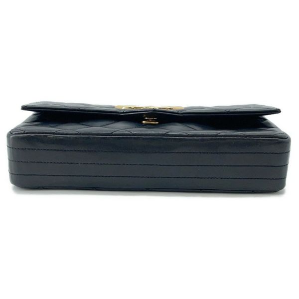 シャネル チェーンショルダーバッグ ココマーク マトラッセ シングルフラップ ラムスキン CHANEL 黒