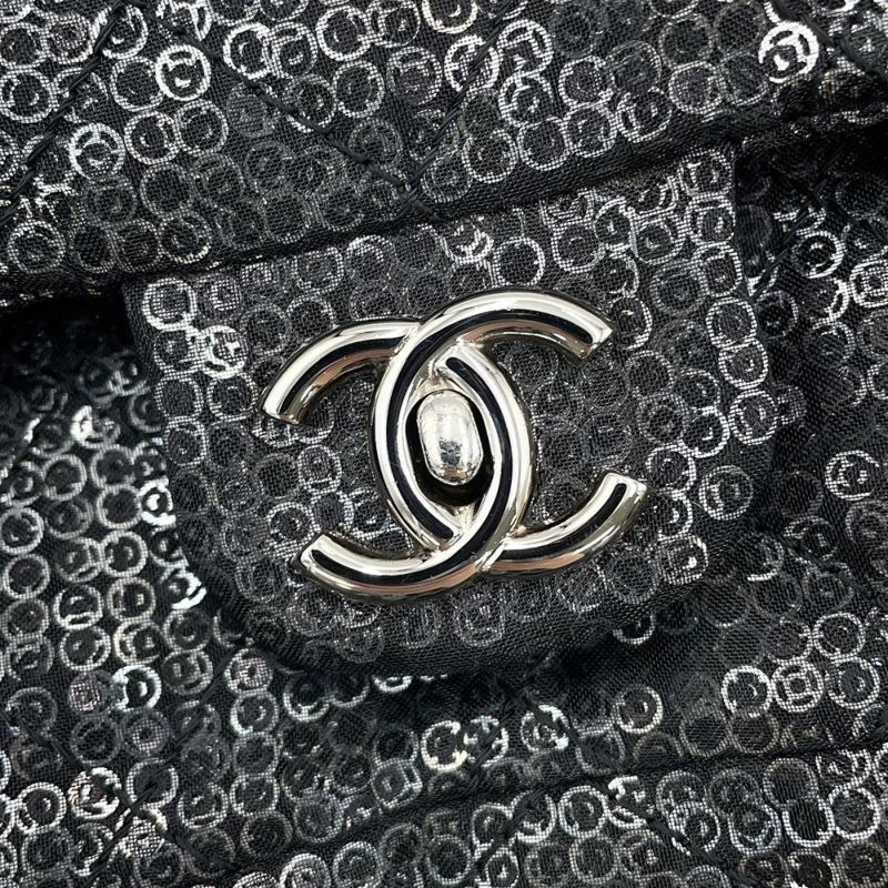シャネル チェーンショルダーバッグ マトラッセ ココマーク メッシュ スパンコール CHANEL 黒 2way