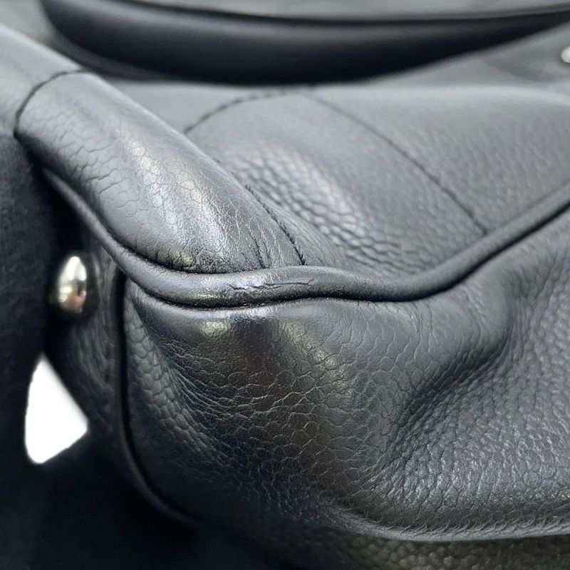 シャネル トートバッグ ココマーク チョコバー キャビアスキン 黒