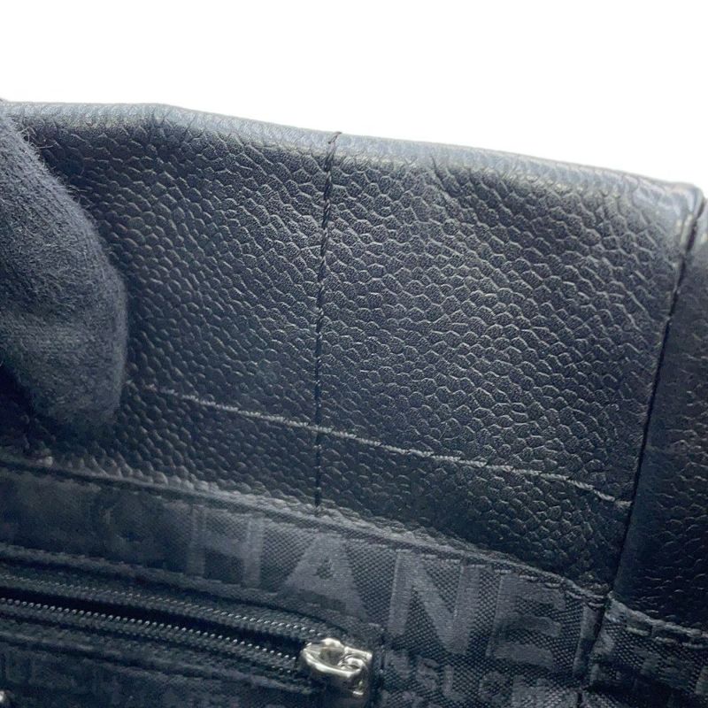 シャネル トートバッグ ココマーク チョコバー キャビアスキン 黒