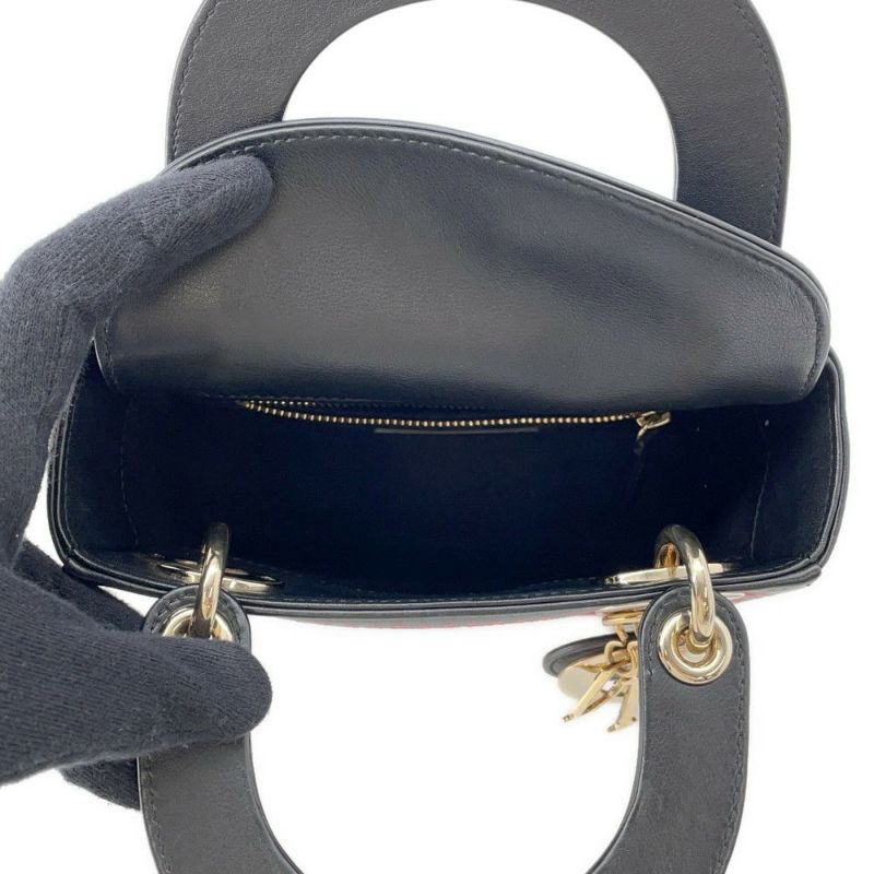 クリスチャン・ディオール ハンドバッグ レディディオール ハートプリント ミニ レザー Christian Dior 2way 黒