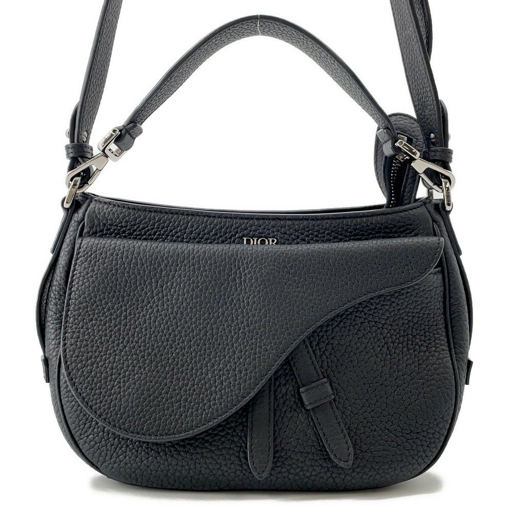 クリスチャン・ディオール ハンドバッグ サドル ミニソフトバッグ レザー 1ADHO023 Christian Dior 2way 黒