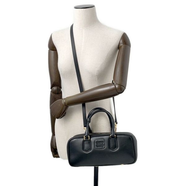 ミュウミュウ ハンドバッグ アルカディ レザー 5BB148 MIUMUU 2way 黒