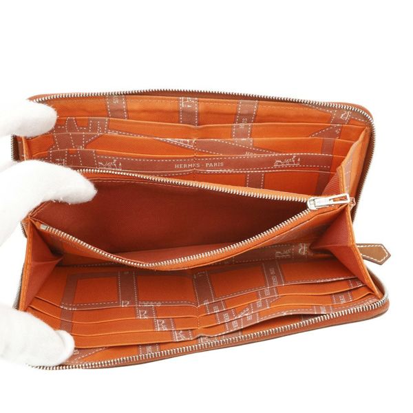 エルメス 長財布 アザップロング シルクイン ブリック/シルバー金具 エプソン □O刻印 HERMES 財布