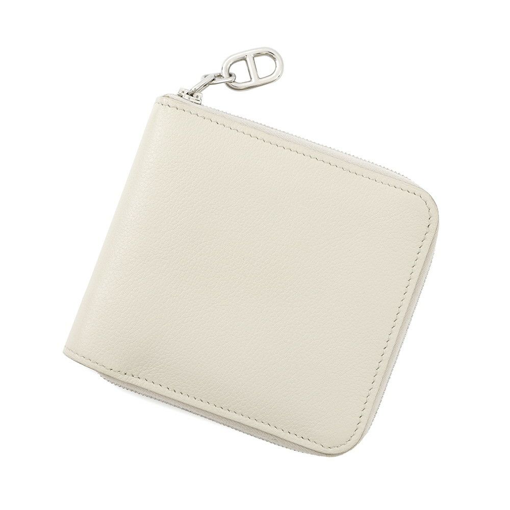 エルメス 二つ折り財布 ジップアンゴー2 シェーヌダンクル べトン/シルバー金具 エバーカラー W刻印