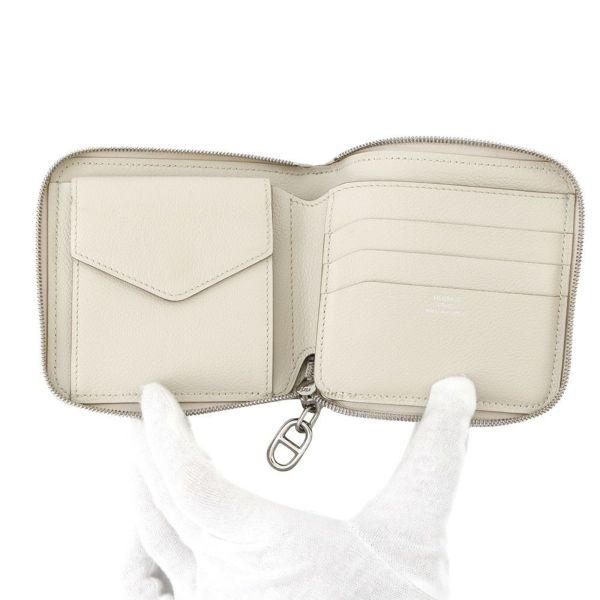 エルメス 二つ折り財布 ジップアンゴー2 シェーヌダンクル べトン/シルバー金具 エバーカラー W刻印