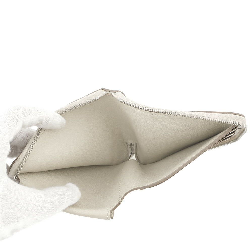 エルメス 二つ折り財布 ジップアンゴー2 シェーヌダンクル べトン/シルバー金具 エバーカラー W刻印