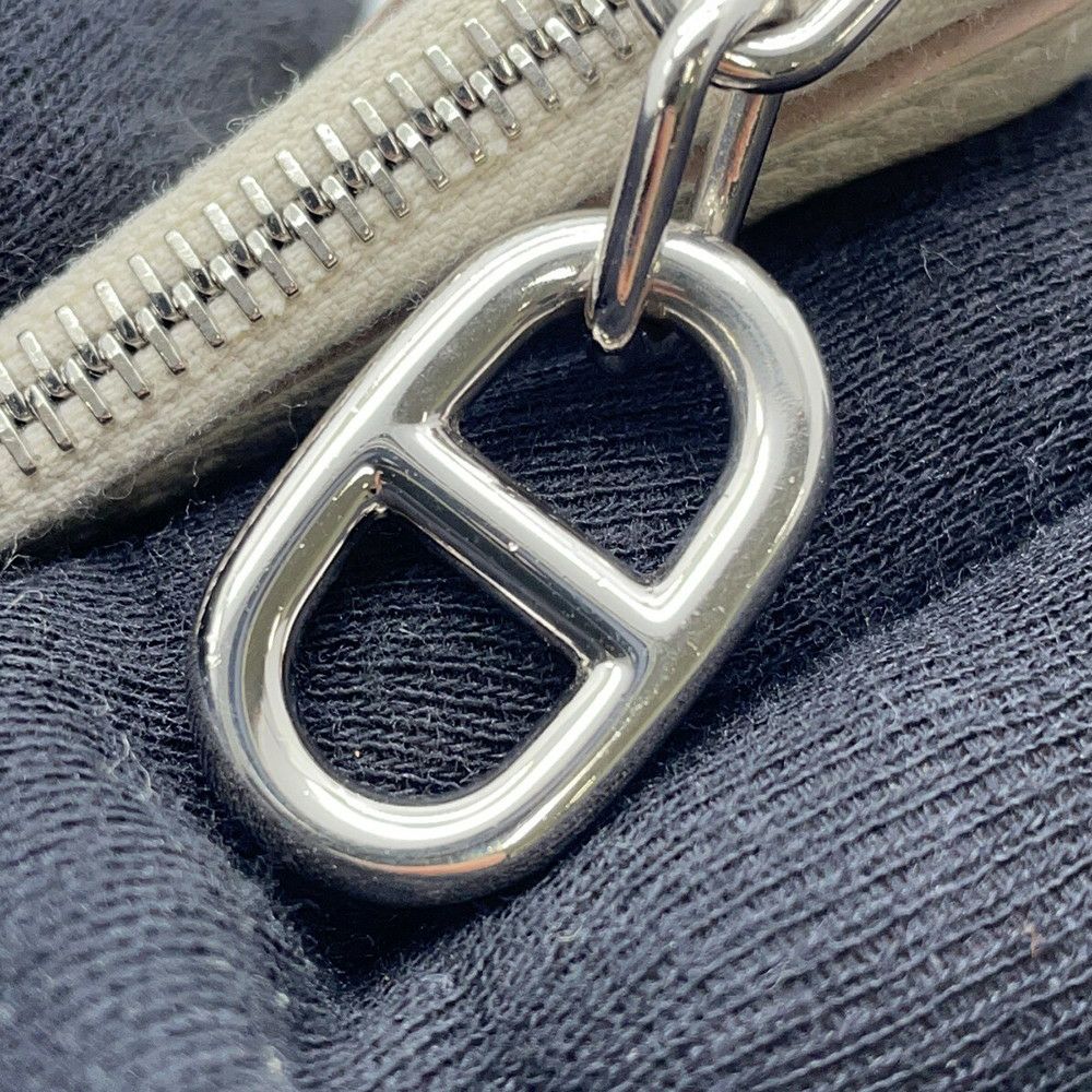 エルメス 二つ折り財布 ジップアンゴー2 シェーヌダンクル べトン/シルバー金具 エバーカラー W刻印