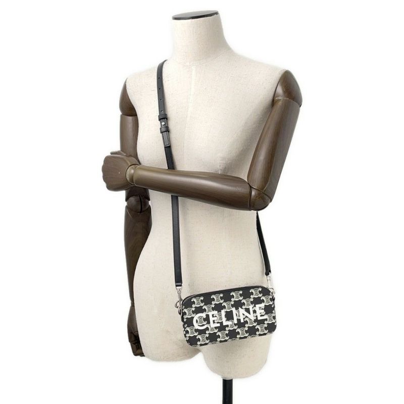 セリーヌ ショルダーバッグ トリオンフ ホリゾンタルポーチ PVC 10L272FSQ CELINE 黒 白