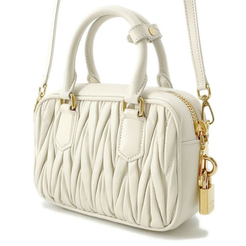 ミュウミュウ ハンドバッグ マテラッセ アルカディ スモール レザー 5BB123 Miu Miu 2way 白