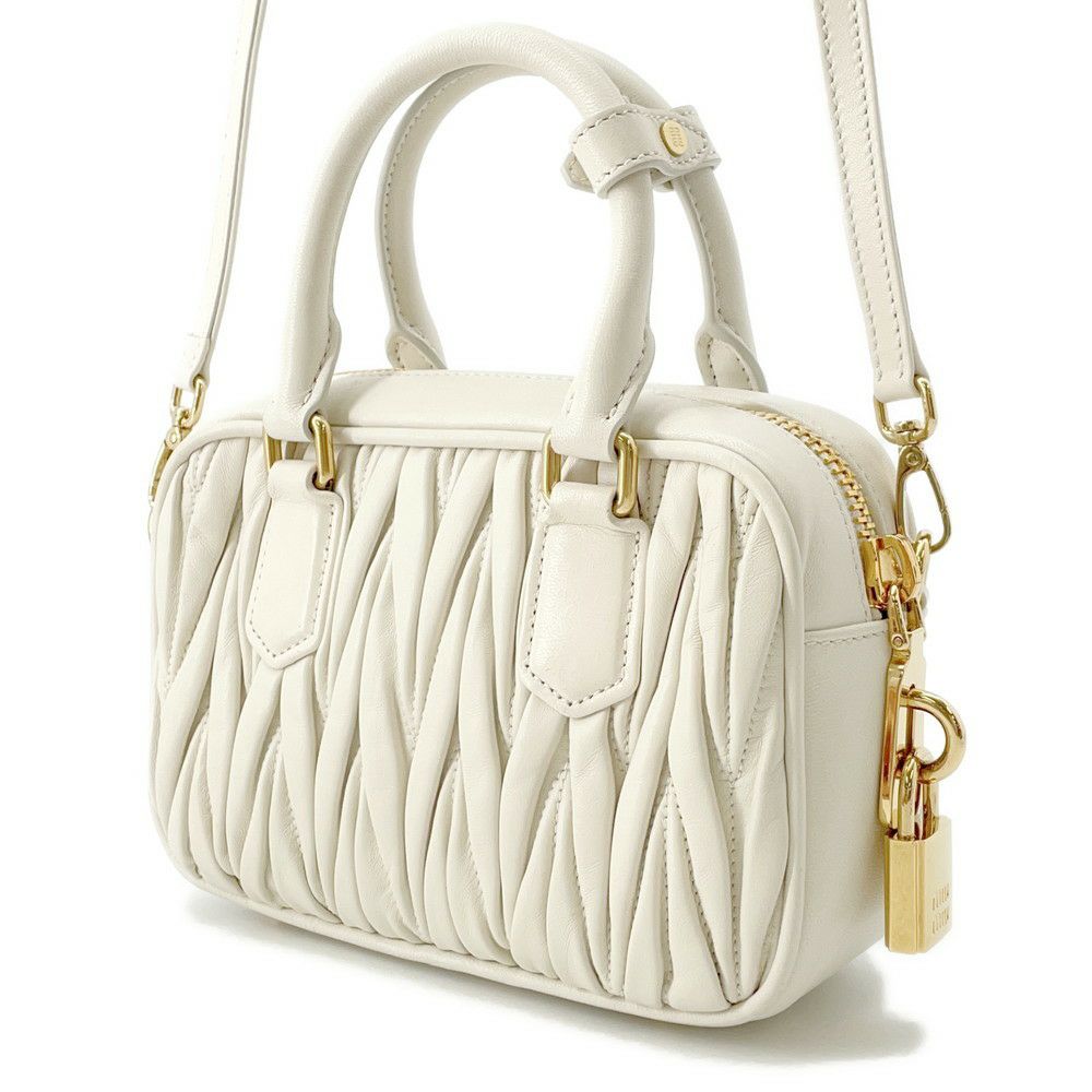 ミュウミュウ ハンドバッグ マテラッセ アルカディ スモール レザー 5BB123 Miu Miu 2way 白