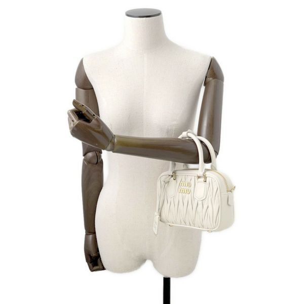 ミュウミュウ ハンドバッグ マテラッセ アルカディ スモール レザー 5BB123 Miu Miu 2way 白