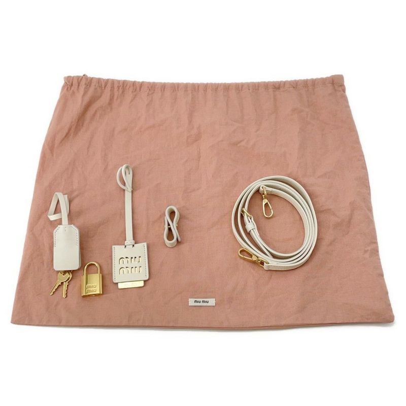 ミュウミュウ ハンドバッグ マテラッセ アルカディ スモール レザー 5BB123 Miu Miu 2way 白