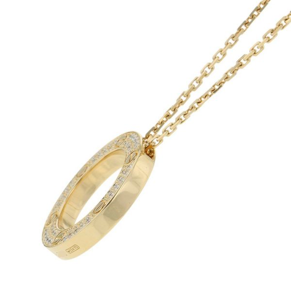 カルティエ ネックレス LOVE サークル ネックレス パヴェ ダイヤモンド 54P 計0.34ct K18YGイエローゴールド B7058400 ラブ ペンダント